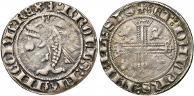 FRANCE, DAUPHINE, Charles V, roi dauphin (1364-1380), AR gros delphinal. D/ +:KROLVS: FRANCORV: REX Dauphin à g. R/ +:ET: DALPHS: VIENESIS Croix termi...
