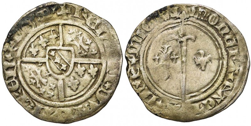 FRANCE, LORRAINE, Duché, René Ier d''Anjou (1431-1453), AR demi-gros, Nancy. D/ ...