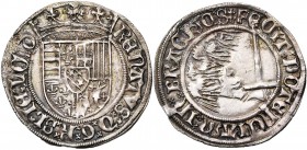 FRANCE, LORRAINE, Duché, René II (1473-1508), AR gros (demi-plaque), 1496-1508, Nancy. D/ Ecu couronné, coupant la légende en haut. R/ FECIT POTENTIAM...
