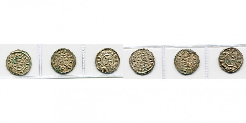 FRANCE, NORMANDIE, Duché, Richard Ier (943-996), lot de 3 deniers, Rouen, au tem...
