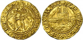 GRANDE-BRETAGNE, Henri VII (1485-1509), AV ange d''or (angel), s.d. (1505-1509), Londres. Différent: fer de lance. D/ Saint Michel deb. de f., t. à d....