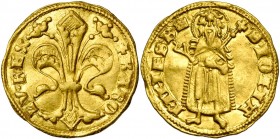HONGRIE, Charles Robert d''Anjou (1307-1342), AV florin d''or, à partir de 1325. Au type florentin. D/ + KARO-LV· REX Lis florentin. R/ S· IOHA-NNES· ...