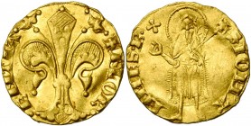 ITALIE, FLORENCE, République (1189-1532), AV fiorino d''oro, 1252-1421. Différent: croisette. D/ +FLOR-ENTIA Lis florentin. R/ S·IOHA-NNES·B Saint Jea...