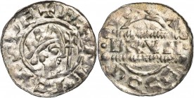 NEDERLAND, FRIESLAND, Graafschap, Bruno III (1050-1057), AR denarius, Dokkum. Vz/ + HENRICVS RE Gekroond hoofd naar r., met daarvoor een scepter. Kz/ ...
