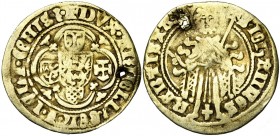 NEDERLAND, GELDERLAND, Hertogdom, Arnold van Egmond (1423-1472), AV St. Jansgoudgulden. Vz/ Staande Johannes de Doper met kruis tussen de voeten. Kz/ ...