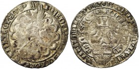 NEDERLAND, UTRECHT, Bisdom, Frederik van Blankenheim (1393-1423), AR dubbele groot, Hasselt. Vz/ Schuin geplaatst wapenschild van Blankenheim onder ee...