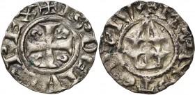 FRANCE, Royaume, Louis VI (1108-1137), AR denier, Montreuil-sur-Mer. 1er type. D/ + LODEIVS REX Croix cantonnée de Ω-S-Ω-T. R/ + MONSTEROLV (les O qua...