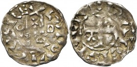 FRANCE, Royaume, Louis VI (1108-1137), AR denier, Paris. 5e type. D/ LVDOVICVS REX Alpha et oméga suspendus au X, une croisette au centre, deux annele...