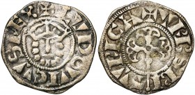 FRANCE, Royaume, Louis VII (1137-1180), AR denier, Bourges. D/ + LVDOVICVS REX T. barbue et couronnée de f. R/ + VRBS BI-TVRICA Croix latine fleuronné...