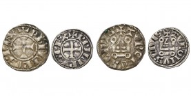 FRANCE, Royaume, Philippe III (1270-1285), lot de 2 p.: denier et obole tournois (rare). Dupl. 204, 205.
TB