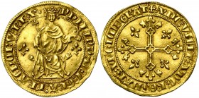FRANCE, Royaume, Philippe IV le Bel (1285-1314), AV florin d''or "à la reine" (petite masse d''or), s.d. (1305). D/ PHILIPP'' DEI GRA FRACHORV REX Le ...