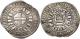 FRANCE, Royaume, Philippe IV le Bel (1285-1314), AR gros tournois à l''O rond, 1305 (?). D/ + PHILIPPVS REX en légende intérieure (L tridenté). Croix ...