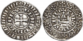 FRANCE, Royaume, Philippe IV le Bel (1285-1314), AR maille tierce à l''O rond, septembre 1306. D/ Croix. Légende extérieure se terminant par DOMINI. R...