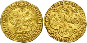 FRANCE, Royaume, Louis X (1314-1316), AV agnel d''or, mai 1315. D/ L''agneau pascal deb. à g., t. à d., devant une croix avec gonfanon. En dessous, LV...