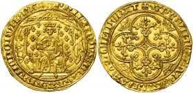 FRANCE, Royaume, Philippe VI de Valois (1328-1350), AV pavillon d''or, juin 1339. D/ Le roi assis sur un trône, ten. un sceptre, sous un pavillon fleu...