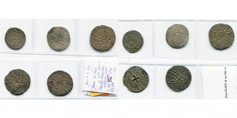 FRANCE, Royaume, Jean II le Bon (1350-1364), lot de 5 p.: maille blanche, 1e émi...