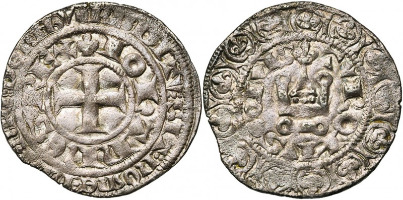 FRANCE, Royaume, Jean II le Bon (1350-1364), billon blanc au châtel fleurdelisé,...