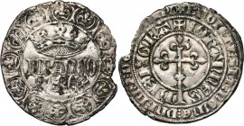 FRANCE, Royaume, Jean II le Bon (1350-1364), billon gros à la couronne, 1e émission (22 août 1358). D/ Croix latine fleurdelisée et recroisetée, coupa...
