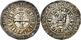 FRANCE, Royaume, Jean II le Bon (1350-1364), billon gros blanc au châtel fleurdelisé, 1e émission (mars 1360). D/ Croix pattée. Légende intérieure:  ...