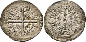 FRANCE, Royaume, Jean II le Bon (1350-1364), billon gros blanc aux fleurs de lis, décembre 1360. D/ + IO-HES- DEI- GRA Croix coupant la légende, canto...
