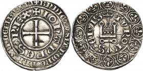 FRANCE, Royaume, Jean II le Bon (1350-1364), AR gros tournois, avril 1361. D/ Croix pattée. Légende intérieure: + IOHANNES REX. R/ TVRONVS CIVIS Châte...