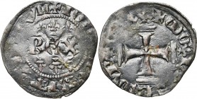 FRANCE, Royaume, Jean II le Bon (1350-1364), billon double tournois, décembre 1355 et janvier 1356. 4e type. D/ Dans le champ, REX entre deux rangées ...