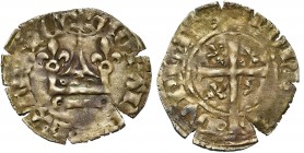 FRANCE, Royaume, Jean II le Bon (1350-1364), billon double tournois, novembre 1356. 5e type. D/ Châtel tournois aux tours fleurdelisées, sous une cour...