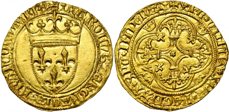 FRANCE, Royaume, Charles VI (1380-1422), AV écu d''or à la couronne, 1e ou 2e ém...