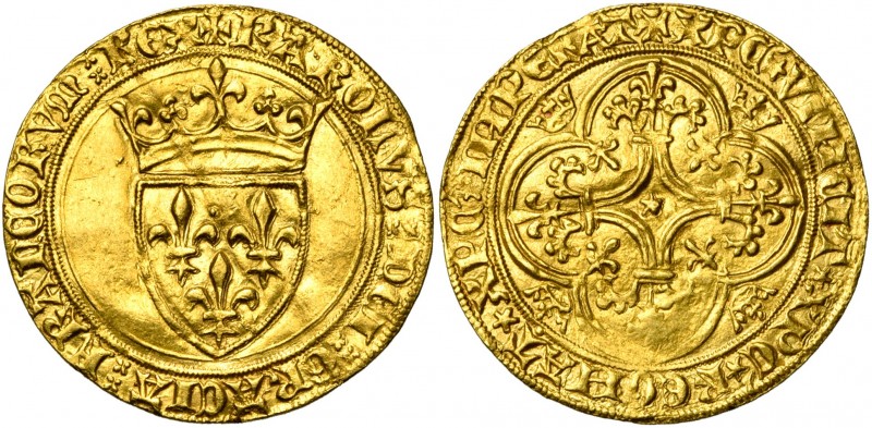 FRANCE, Royaume, Charles VI (1380-1422), AV écu d''or à la couronne, 3e émission...