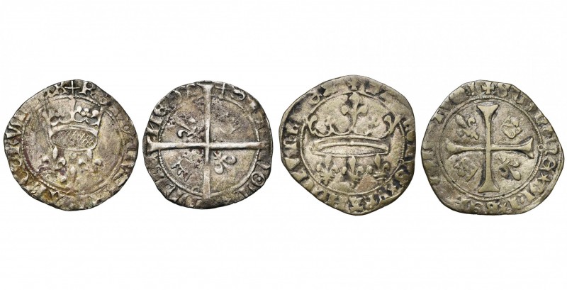 FRANCE, Royaume, Charles VII (1422-1461), lot de 2 p.: blanc dit "florette, Poit...