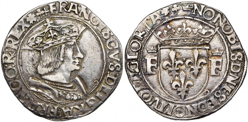 FRANCE, Royaume, François Ier (1515-1547), AR teston, s.d., point 12e, Lyon. 13e...