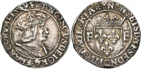 FRANCE, Royaume, François Ier (1515-1547), AR teston, s.d., point 12e, Lyon. 14e type. D/ B. cuir. à d., portant une couronne fermée. R/ Ecu de France...
