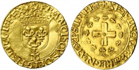 FRANCE, Royaume, François Ier (1515-1547), AV écu d''or à la croisette, mars 1541, Toulouse. 1er type. D/ Ecu de France couronné. En dessous, M. R/ Cr...