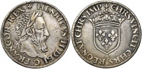 FRANCE, Royaume, Henri II (1547-1559), AR teston du moulin, s.d. (1552)A, Paris. D/ B. l. à d. R/ Ecu de France couronné. Dupl. 987A; Laf. 825b. 9,49g...