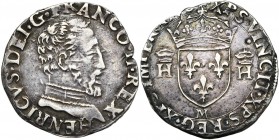 FRANCE, Royaume, François II (1559-1560), AR demi-teston, 1560M, Toulouse. 2e type. A l''effigie et au titre de son père Henri II. D/ B. cuir. à d. R/...