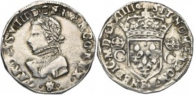 FRANCE, Royaume, Charles IX (1560-1574), AR teston, 1574&, Aix-en-Provence. 1er type. D/ B. l. et cuir. à g. R/ Ecu de France couronné, entre deux C c...