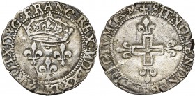 FRANCE, Royaume, Charles IX (1560-1574), Billon double sol parisis, 1571K, Bordeaux. D/ Trois lis posés 2 et 1, sous une couronne. R/ Croix fleurdelis...