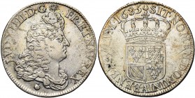 FRANCE, Royaume, Louis XIV (1643-1715), AR demi-écu de Flandre, 1685A, Paris. Différent: croissant. D/ B. dr. à d., coiffé d''une longue perruque. R/ ...