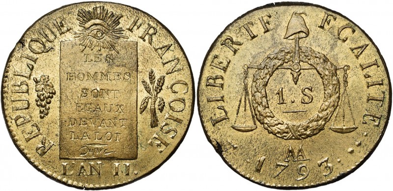 FRANCE, Convention (1792-1795), sol aux balances, 1793AA, an 2, Metz. D/ Table d...