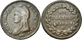 FRANCE, Directoire (1795-1799), Cu 1 décime, an 5A, Paris. Gad. 187.
TB