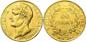 FRANCE, Consulat (1799-1804), AV 40 francs, an 12A, Paris. Gad. 1080. Coups sur la tranche.
TB