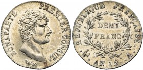 FRANCE, Consulat (1799-1804), AR demi-franc, an 12A, Paris. Gad. 394. Fines griffes.
SUP