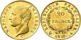 FRANCE, Napoléon Ier (1804-1814), AV 20 francs, an 13A, Paris. Gad. 1022. Petits coups.
SUP