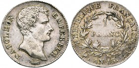 FRANCE, Napoléon Ier (1804-1814), AR 1 franc, an 13A, Paris. Gad. 443.
TB