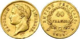 FRANCE, Napoléon Ier (1804-1814), AV 40 francs, 1811A, Paris. Type "Empire français". Gad. 1084.
TB