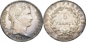 FRANCE, Napoléon Ier, période des Cent-Jours (1815), AR 5 francs, 1815M, Toulouse. Gad. 595. Rare Légère patine.
TB à SUP