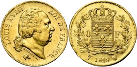 FRANCE, Louis XVIII, seconde restauration (1815-1824), AV 40 francs, 1818W, Lille. Gad. 1092; Fr. 536.
TB
