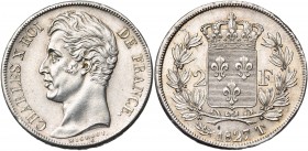 FRANCE, Charles X (1824-1830), AR 2 francs, 1827T, Nantes. Gad. 516. Petits coups. Légèrement nettoyé.
SUP