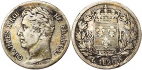 FRANCE, Charles X (1824-1830), AR 1/2 franc, 1826A, Paris. Gad. 402.
B à TB