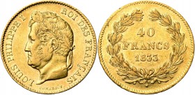 FRANCE, Louis-Philippe (1830-1848), AV 40 francs, 1833A, Paris. Gad. 1106; Fr. 557. Petits coups.
TB